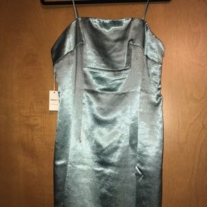 Sexy turquoise silk dress